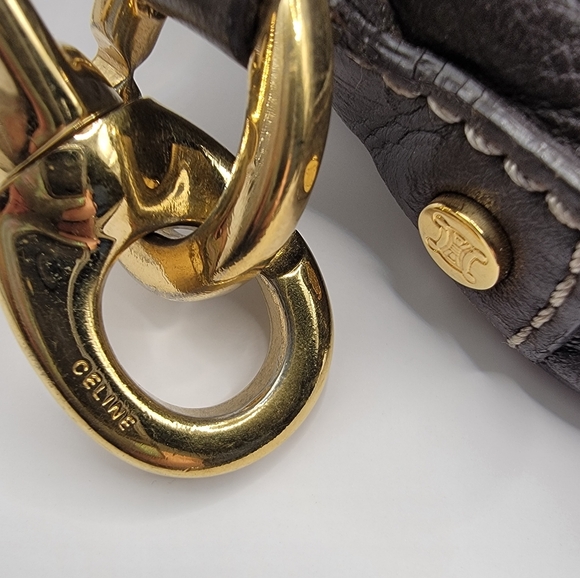 VTG Céline East/West Shoulder Bag in Stitched Brown Leather w/COA - Picture 6 of 16